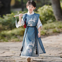 Boys 2024 new Hanfu summer Chinese style childrens summer new Chinese traditional Chinese style ancient style handsome thin summer clothes