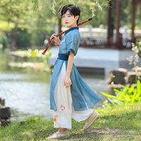 Летнее тонкое ханьфу для мальчиков, штаны, детский комплект, короткий рукав