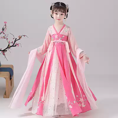 Children's Hanfu Girls ' ancient costume Spring and Autumn Tang costume Little girl Chinese style children's clothing light veil ancient style super fairy dress