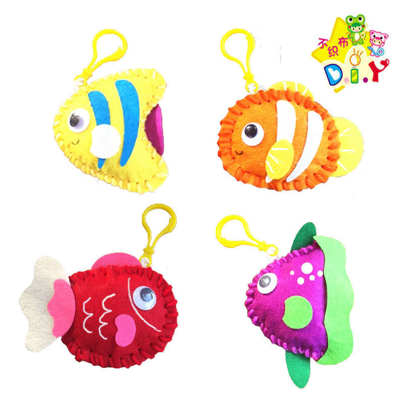 小魚香包不織布免剪裁兒童手工縫製黏貼製作幼兒園手工diy材料包