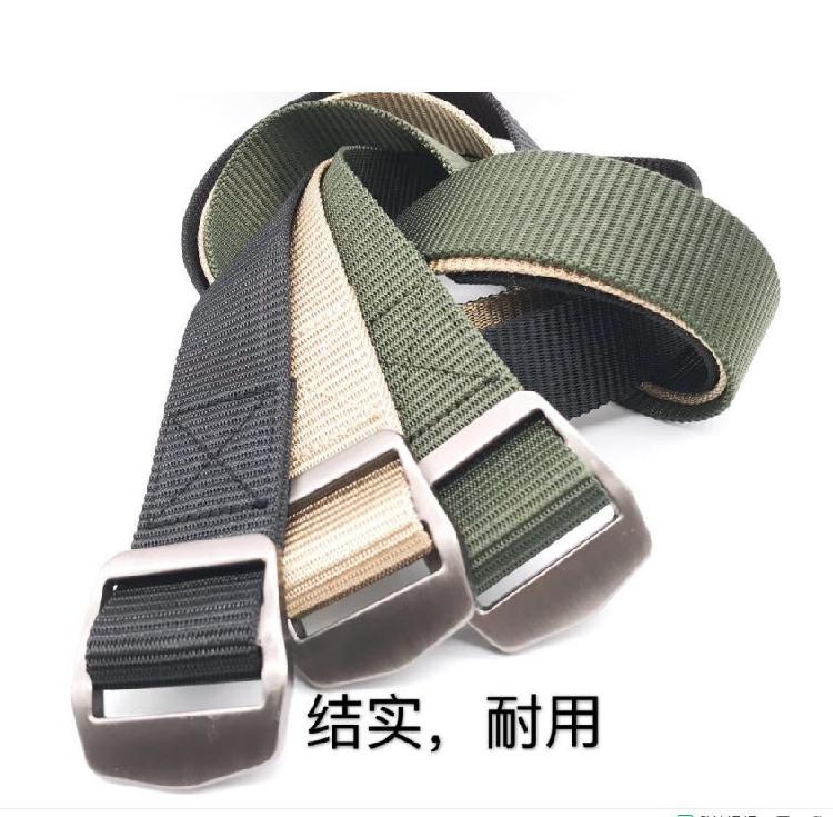 New outdoor youth weaving belt nylon canvas trousers with metal Japanese steel button belt men's belt