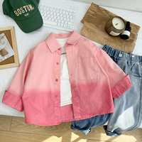 Осенняя детская тонкая рубашка для мальчиков, коллекция 2023, в корейском стиле, градиент