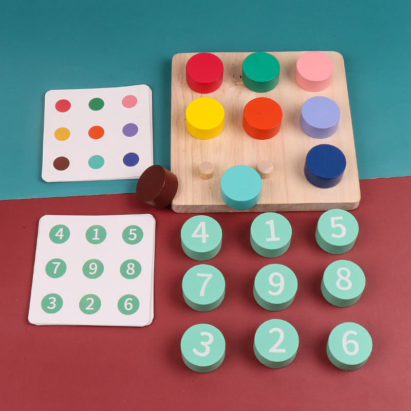 Children's color matching concentration training kindergarten teaching aids baby Montessori early education wooden toys digital cognition