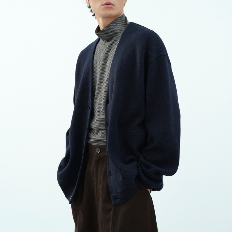Npopo Japanese Imported Pure Cotton Casual Loose Shoulder V-Neck Knitted Cardigan 26 Autumn and Winter Loose and Comfortable Jacket Npopo Japanese Imported Pure Cotton Casual Loose Shoulder V-Neck Knitted Cardigan 26 Autumn and Winter Loose and Comfortable Jacket