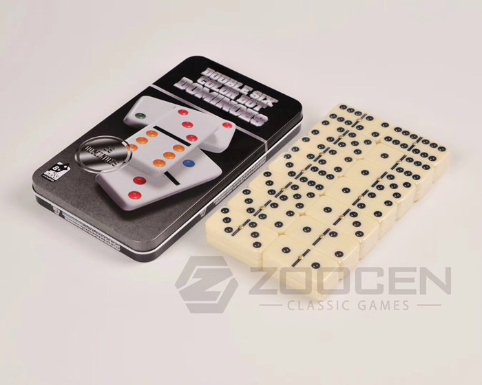 Iron box Elephant tooth color 5010 melamine domino DOMINOES 28 pieces of bone card building blocks Double 6 