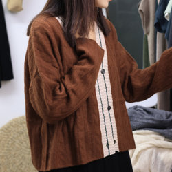 Huahua recommends Korean customer order cashmere cardigan female V -neck colored twisted grave sweater
