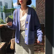 Áo len nữ mùa thu 2018 mới phiên bản Hàn Quốc của chiếc áo chic chic hoang dã áo len lửng lửng dài tay áo khoác học sinh