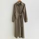 Korean chic autumn and winter new light luxury temperament fashion design sense niche waist mid-length shirt dress women