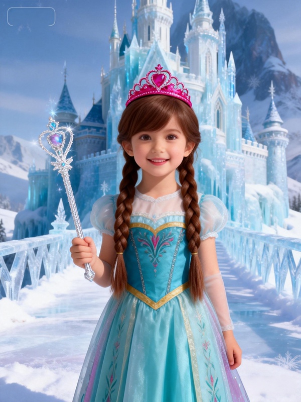 Frozen Anna Princess Wig Children's Brown Double Braid Wig Cosplay Costume Daily Full Wig