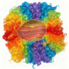 Clown Rainbow Wig Headgear for Children and Adults, Performance Props, Fan Afro Rainbow Color Wig Set