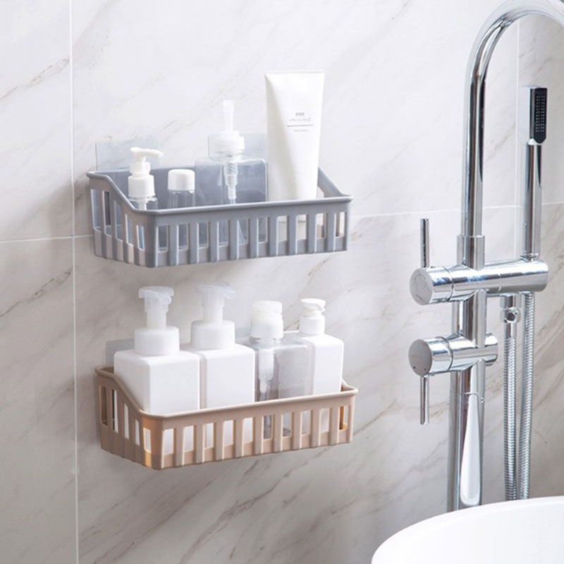 Bathroom shelving free of punch Makeup Room Supplies Toilet Plastic Wall-mounted Shelving Racks Bathroom Racks