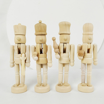 Christmas Nutcracker White Wooden Ornament Childrens DIY Hand-painted Graffiti Toy Puppet Man