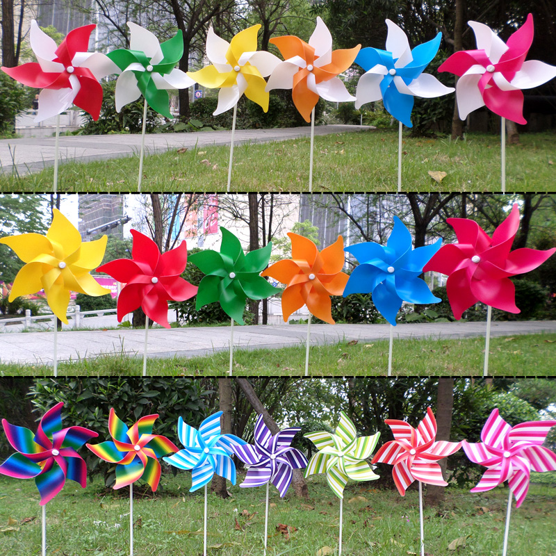21cm Six Leaves Pure Color Windmill 6 Ye Bicolor Children Toy Kindergarten Park Activities Decorated Plastic Windmills