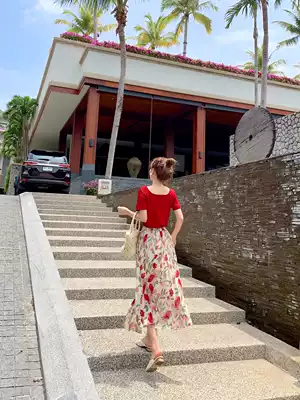 2021 new women's small man light cooked Imperial sister wind floral chiffon skirt suit very fairy two-piece foreign pie