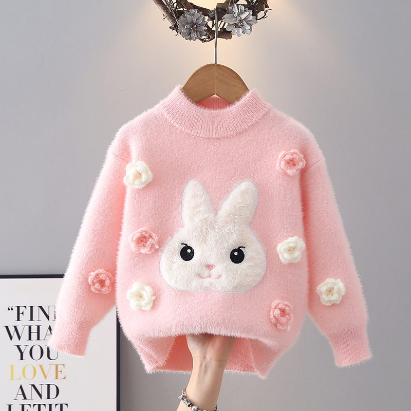 Girls' Sweater 2025 New Autumn Children's Base Shirt for Older Girls with 3D Flower Knit for Layering in Autumn and Winter Girls' Sweater 2025 New Autumn Children's Base Shirt for Older Girls with 3D Flower Knit for Layering in Autumn and Winter