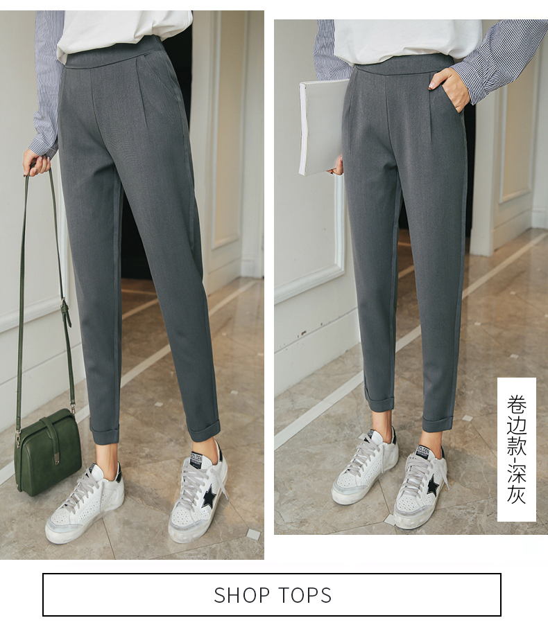 Mùa hè mỏng phần eo cao giảm béo quần âu cỡ lớn quần ống thẳng chín điểm phù hợp với quần nữ chân harem quần quần dài nữ hàn quốc