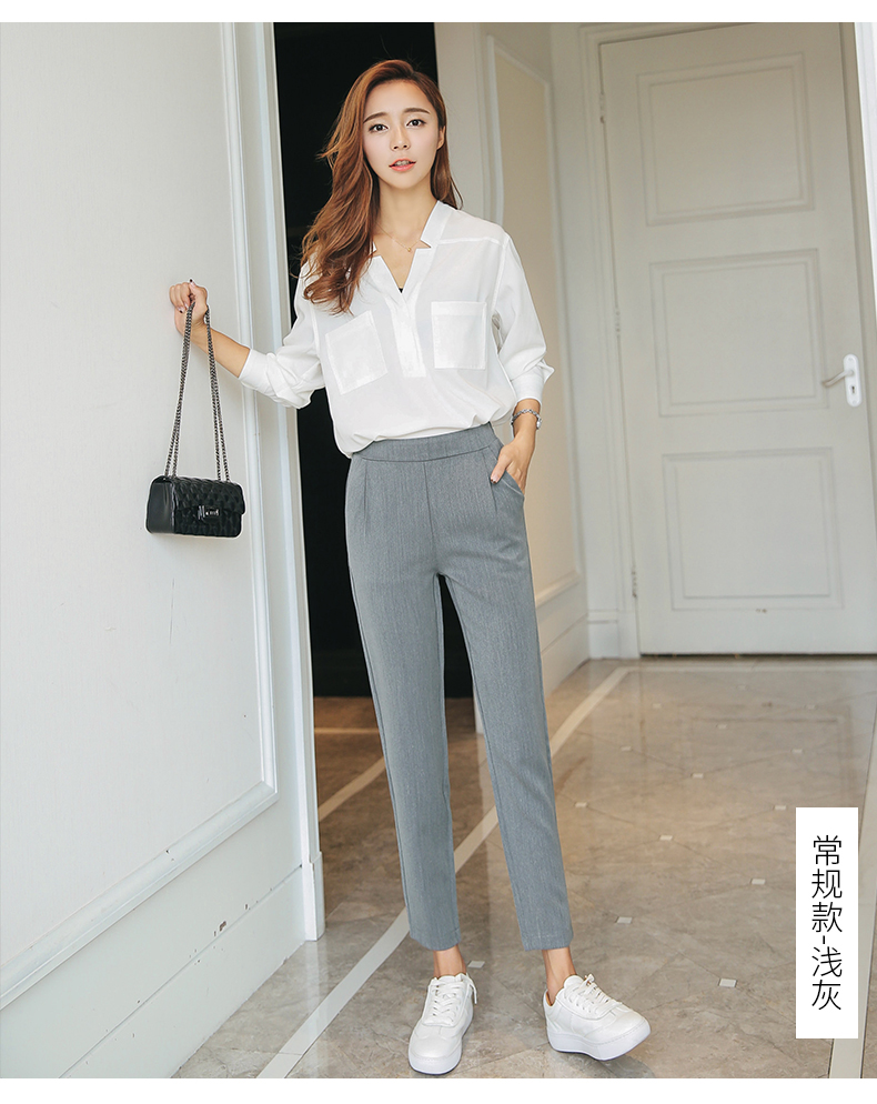 Mùa hè mỏng phần eo cao giảm béo quần âu cỡ lớn quần ống thẳng chín điểm phù hợp với quần nữ chân harem quần quần dài nữ hàn quốc