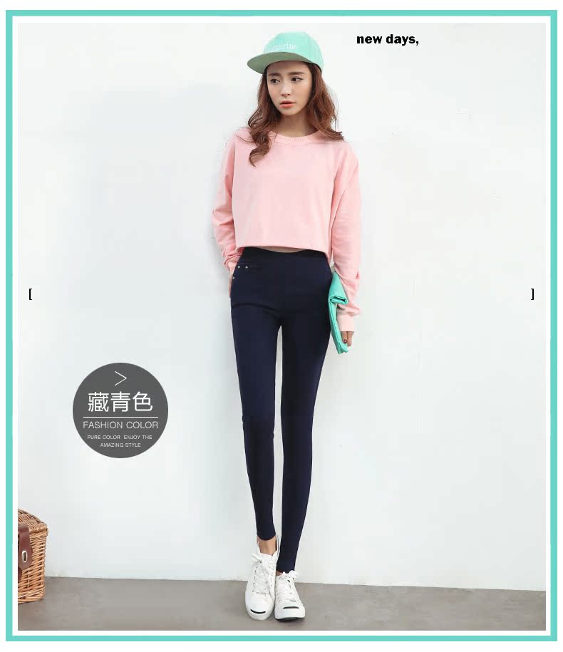 Phụ nữ Tang mặc quần legging nữ chân đinh tán quần bó sát quần dài giản dị là quần lọt khe eo cao thoi trang cong so