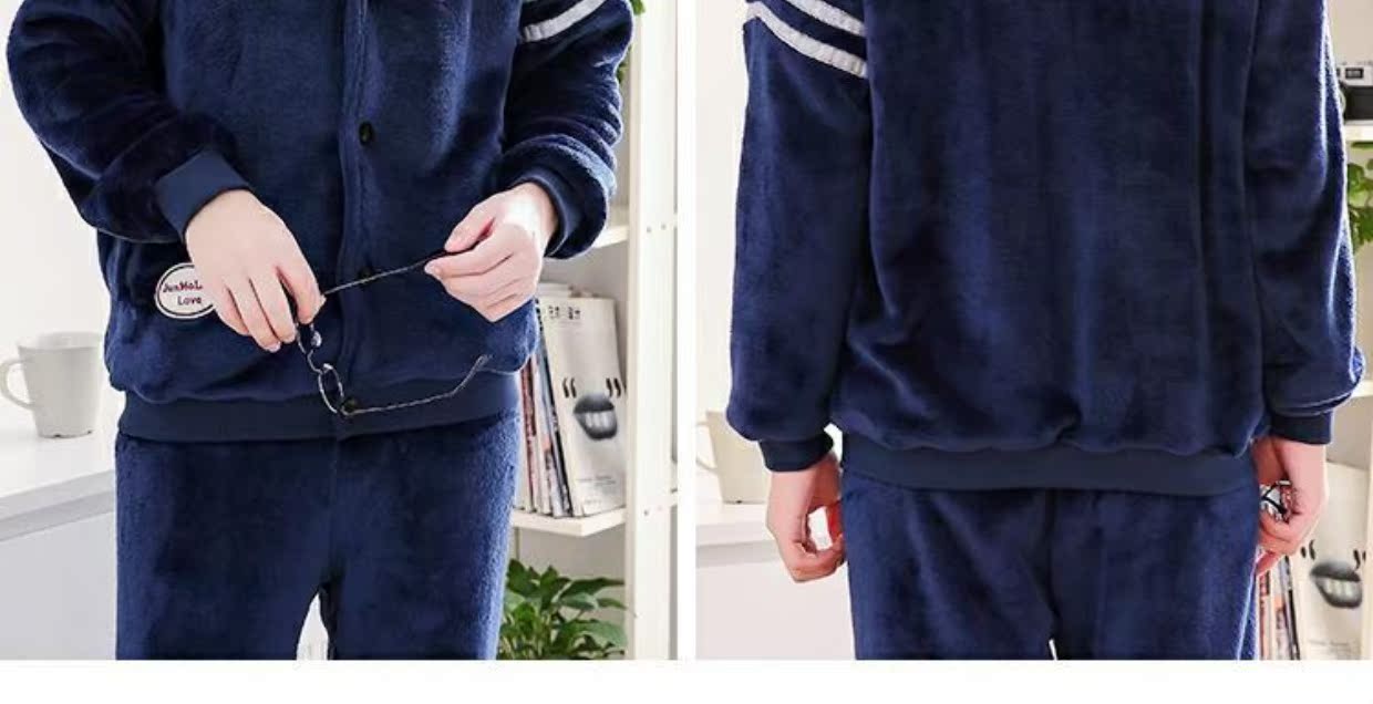 Đồ ngủ nhung san hô nam mùa thu và mùa đông phiên bản Hàn Quốc của bộ đồ flannel trẻ trung dài tay mùa xuân và mùa thu XL phù hợp với dịch vụ gia đình đồ bộ trung niên
