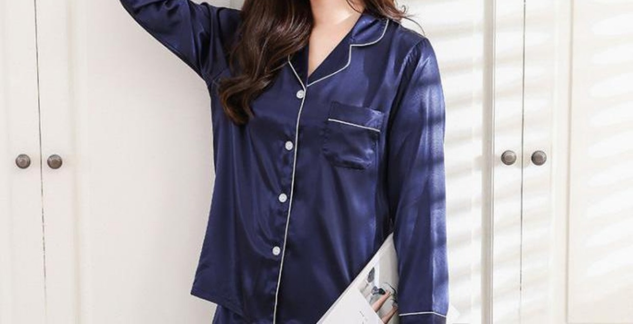 Bộ đồ ngủ nữ mùa thu lụa dài tay dài phần mỏng Phiên bản Hàn Quốc của cặp đôi mùa xuân và mùa thu lụa hai mảnh phù hợp với dịch vụ nhà bộ đũi nam