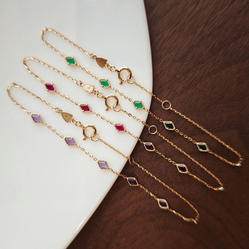 Lingmeng 18K Gold Slim Color Bracelet Dreamy Ultra-Fine Shiny Bracelet Dede Jewelry
