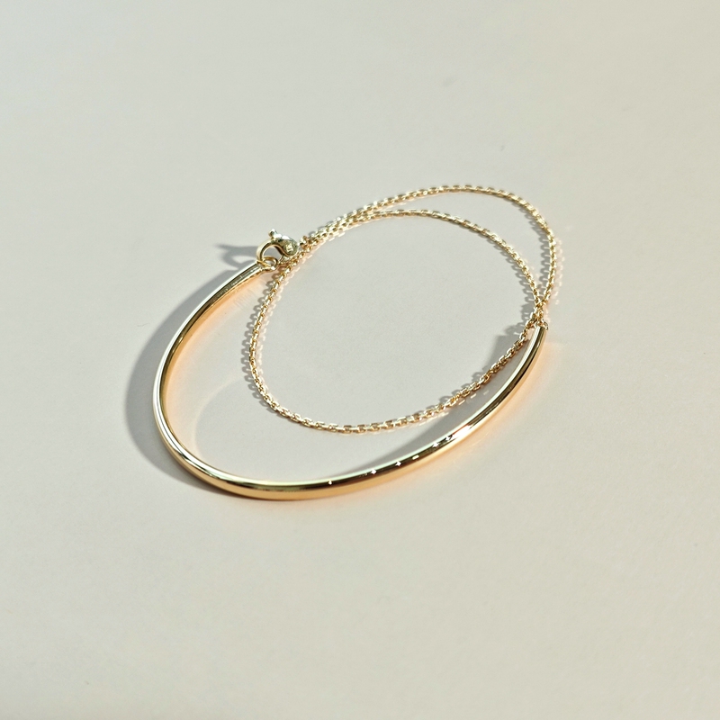 Chao 5 Nights 9 Stone Original Rimei Same Style 18K Gold Flat Tube Half Circle Hard Circle Bracelet Thick Gold Double Layer Bracelet Versatile