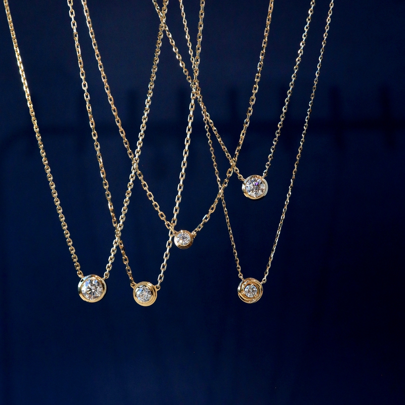 Bubble Ufo Small Bubble 18K Gold Diamond Cultured Diamond Necklace Clavicle Chain Classic Round Brilliant Cut Chain