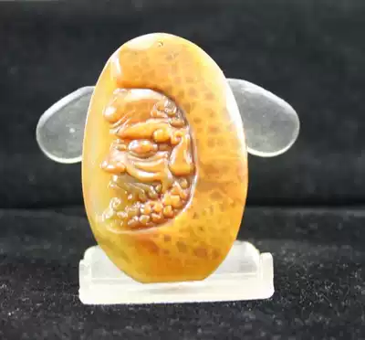 Yunnan Longling natural jade Huanglong Jade pendant natural Ge Kiln pattern Dharma protection against evil and safety boutique