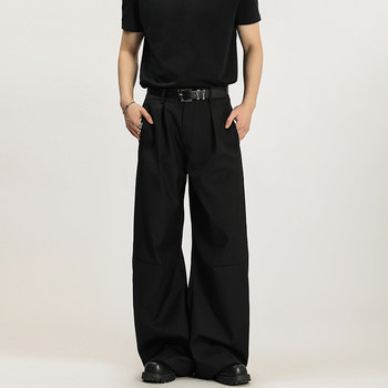 American high-end pleated scimitar trousers for men and women, retro new wide-leg loose and versatile straight-leg trousers for couples