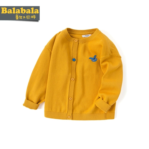 巴拉巴拉 Трикотажный свитер, детский белый осенний хлопковый кардиган, детская одежда