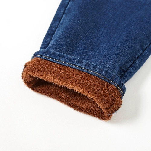 巴拉巴拉 Детские штаны для мальчиков, бархатный лебедь, демисезонные джинсы с начесом, подходит для подростков, в западном стиле, увеличенная толщина