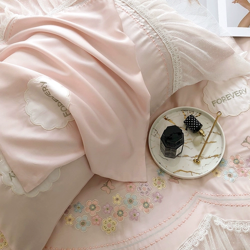 Летний комплект для принцессы, кружевной шелковый пододеяльник, элитное покрывало, 80 шт, 4 предмета