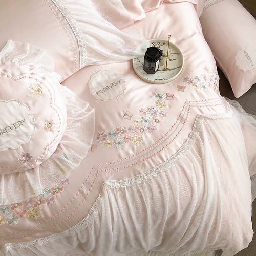 Летний комплект для принцессы, кружевной шелковый пододеяльник, элитное покрывало, 80 шт, 4 предмета