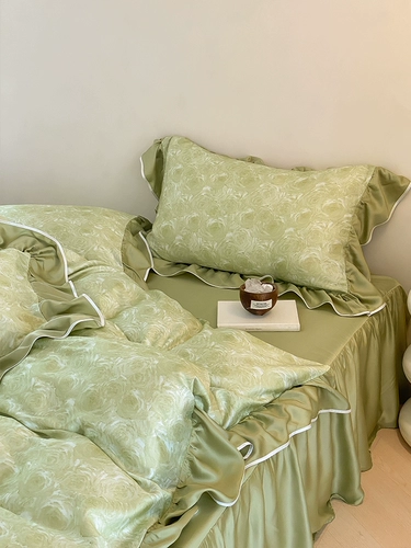 Комплект, шелковый двусторонний пододеяльник, летняя простыня, кровать, покрывало, французский стиль, 60 шт, 4 предмета