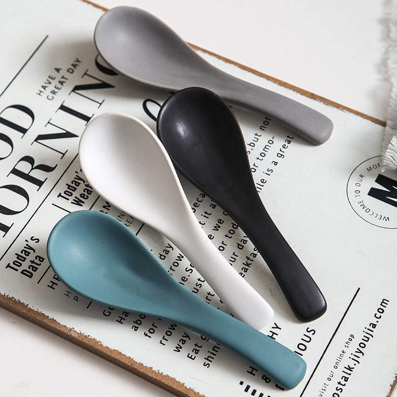 Nordic Matt Light Spoon Sub Ceramic Bowl Spoon Soup Spoon Rice Spoon Domestic Cutlery Tablespoon spoonful spoon Spoon Sauce