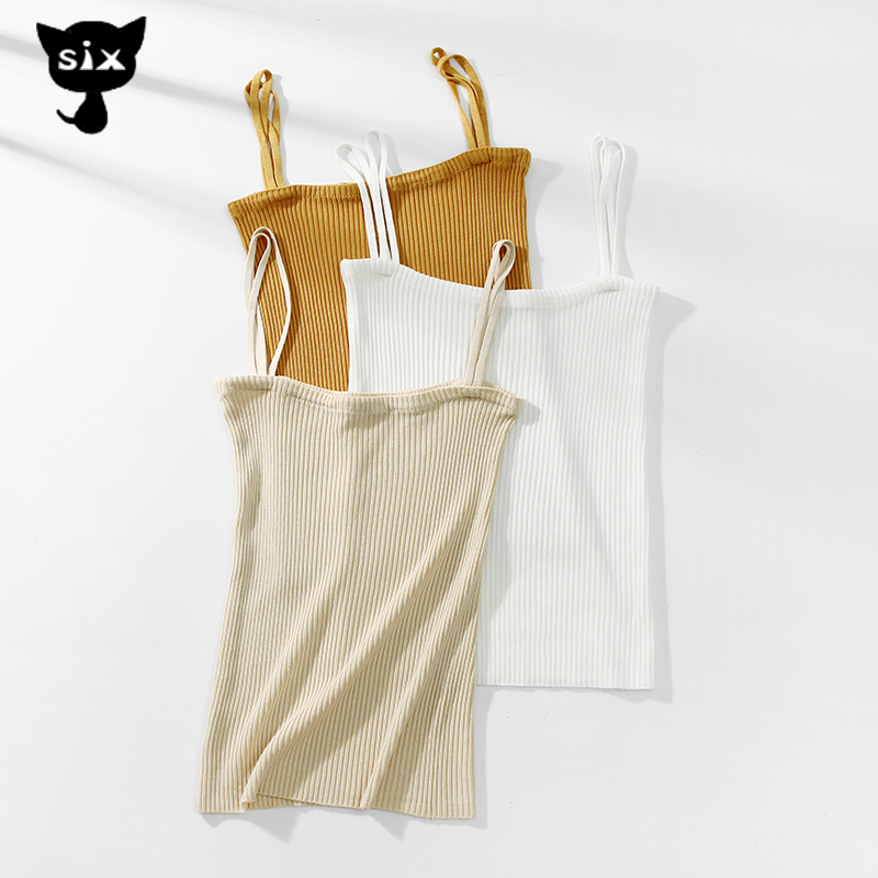 Sling female inner wear student outer wear shoulder small vest black and white anti-glare slim fit thin bottoming shirt top summer