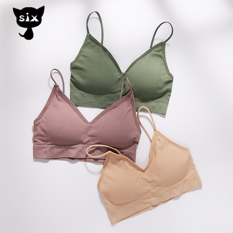 Beautiful back underwear female high school students no steel ring bra gathered girls sling tube top sports vest thin wrap chest