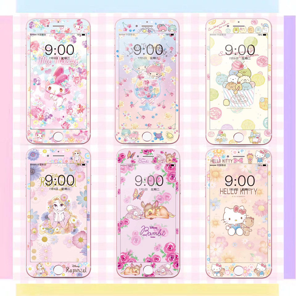 Applicable to Apple X Tempered Film 7p full screen XSMAX color film se2 cartoon XR cute twin star iPhone 8plus