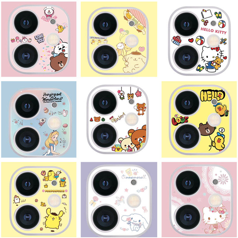 Apple 11 lens protective film promax camera film cartoon circle suitable for iphone11 color film hollow