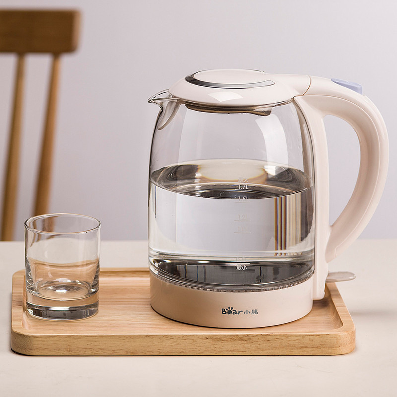 Bear electric kettle large-capacity kettle high borosilicate glass quick-cooking kettle 1 7 liters separate anti-dry burning