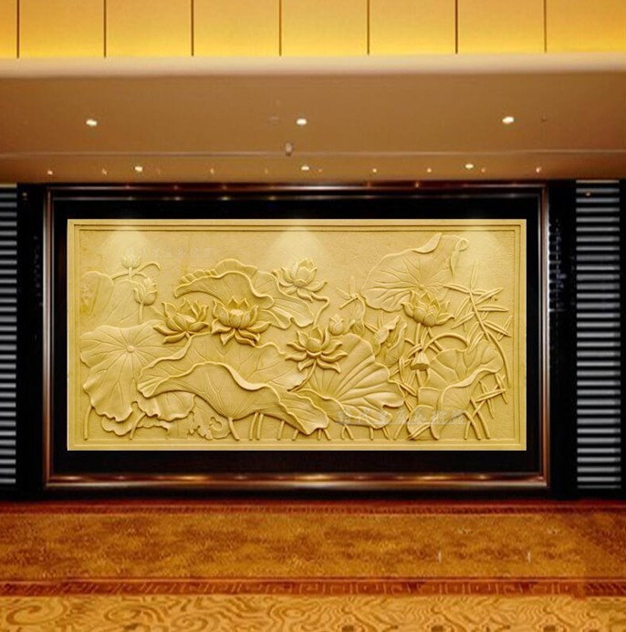 Sandstone relief background wall decoration mural lotus figure porch outdoor villa decoration painting hotel club relief
