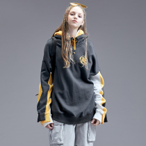 Guuka early Autumn Sweater 2019 new female hip hop Sports color splicing lazy wind hooded sweater female loose