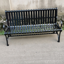 Park chair Outdoor bench Full wrought iron anti-corrosion wood bench Outdoor WPC leisure seat backrest solid wood plastic