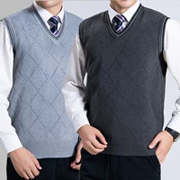 Mùa thu và mùa đông nam dệt kim len vest nam không tay áo len cổ chữ V Hàn Quốc giản dị cỡ lớn vest vest nam cardigan nam 