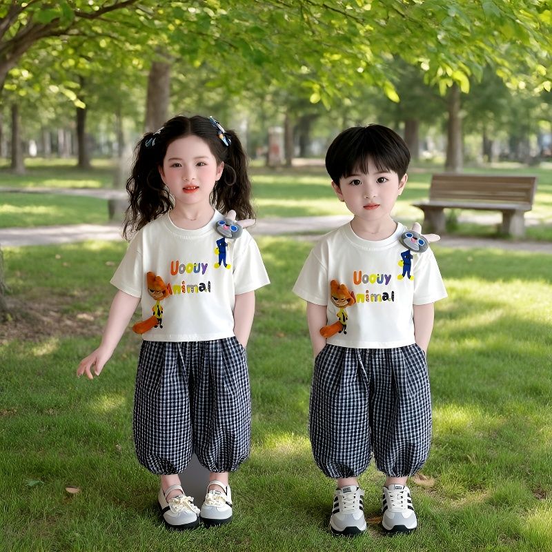 Dragon and Phoenix Twin Brother and Sister Matching Outfits Judy Hopps Police Officer Short-Sleeved Tops and Capri Pants Sibling Casual Wear