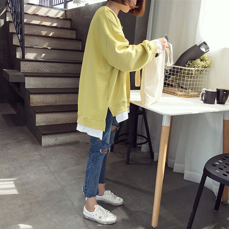 Maternity Spring Tops Net Red Fake Two Pieces Set Fashion Plus Size Maternity Sweatshirt Medium Long Loose Nursing Clothes