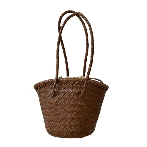 Оригинальное ретро кожаное ведро, небольшая сумка, сумка на одно плечо, французский ретро стиль, воловья кожа, из натуральной кожи