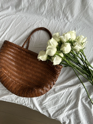 Кожаная плетеная льняная сумка, корзина для путешествий, из натуральной кожи