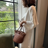 Оригинальное ретро кожаное ведро, небольшая сумка, сумка на одно плечо, французский ретро стиль, воловья кожа, из натуральной кожи