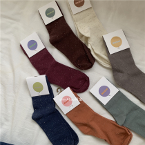 Po-Korea ins solid color miscellaneous dots autumn and winter students female retro cotton mid-tube yarn socks Morandi color